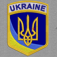 Шеврон нашивка Ukraine Тризуб жовто-блакитний 70*95 на липучці вишитий