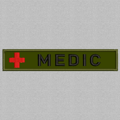 Шеврон нашивка Medic Медик планка чорний 130*25 на липучці вишитий