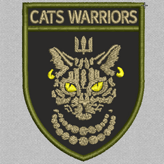 Шеврон нашивка Cats Warriors Бойова Кішка хакі 70*90 на липучці вишитий