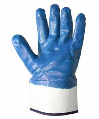 Рукавички трикотажні з нітриловим покриттям жорсткий манжет синій