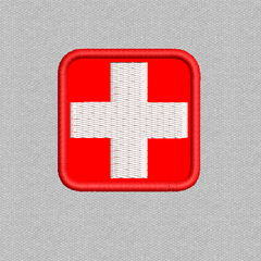 Шеврон нашивка Медичний Хрест білий на червоному 50*50 квадратний на липучці вишитий